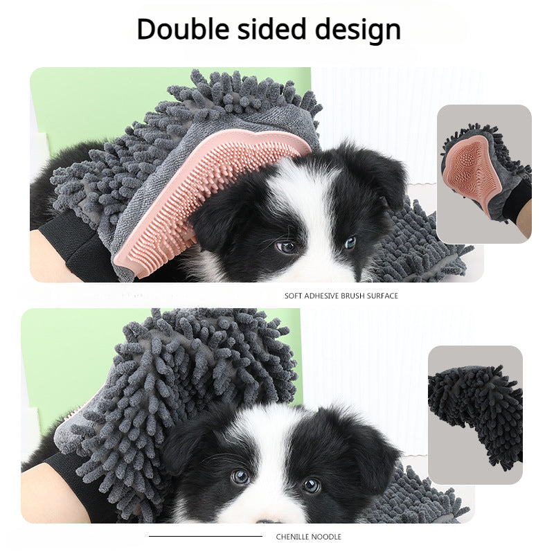 Pet Bathing Brush 2 - in - 1 Grooming Glove Elegant Dog Grooming Tool For Brushing, Massaging, And Drying Pet Grooming Kit For Dog Cat 2 - Sided Bathing Brush Cleaning Massage Glove - 5 - CJ
