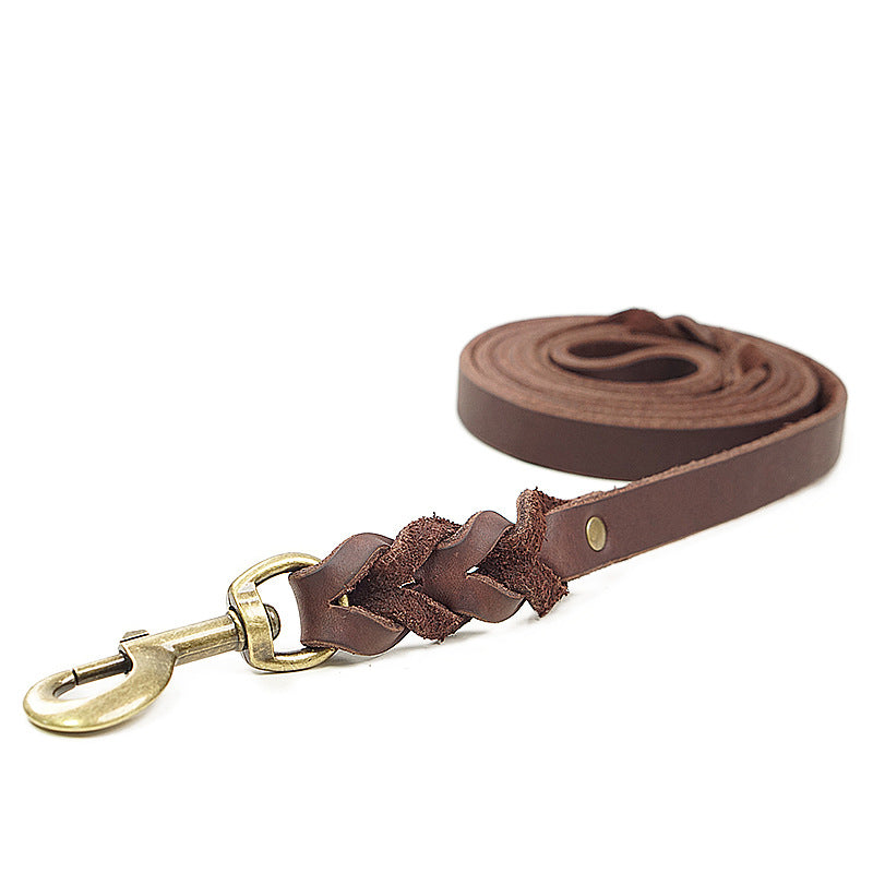 Genuine Leather Dog Leash With Anti - pull Design - 0 - CJ
