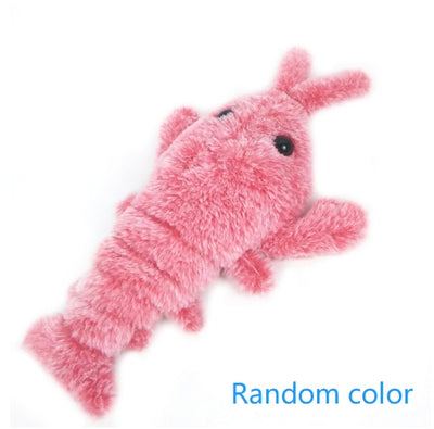 Pet Toys Electric Jumping Shrimp USB Charging Simulation Lobster Funny Cat Plush Pets Toy - 0 - CJ - Jumping shrimp random color - About 35CM - USB - CJJT131737102BY