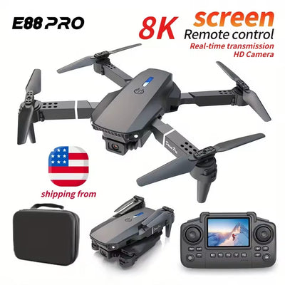 E88 Pro Mini Drone With Screen Control 4K Dual Camera Optical Flow Positioning LED Lighting Remote Control - 5 - CJ