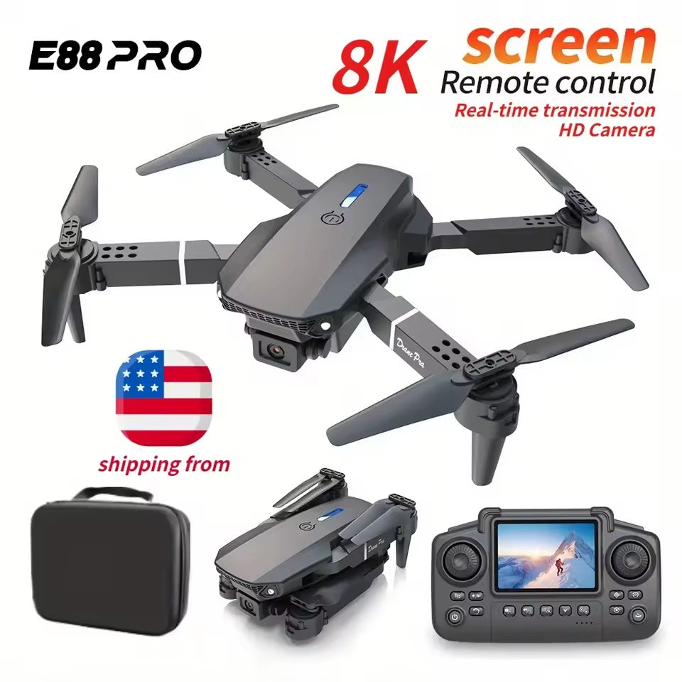 E88 Pro Mini Drone With Screen Control 4K Dual Camera Optical Flow Positioning LED Lighting Remote Control - 5 - CJ