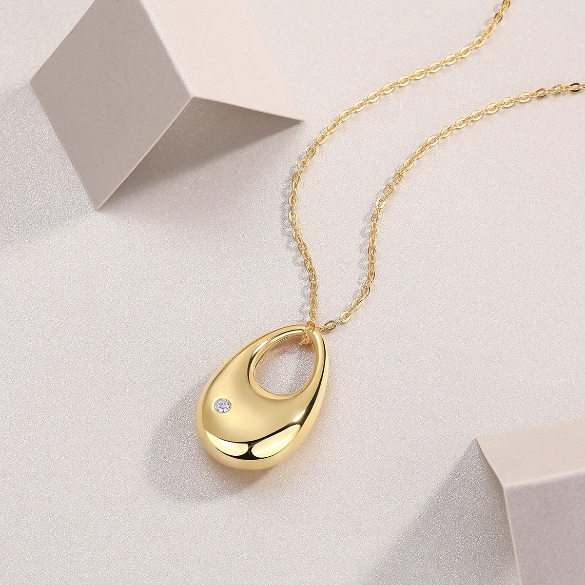 1Evening Love - A Fashionable And Trendy Diamond Pendant Necklace Set With Moissanite S925 Sterling Silver And Gold Plating Prohibit TikTok sales - 5 - CJ