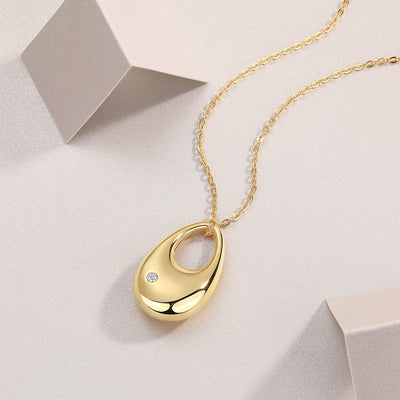 1Evening Love - A Fashionable And Trendy Diamond Pendant Necklace Set With Moissanite S925 Sterling Silver And Gold Plating Prohibit TikTok sales - 5 - CJ