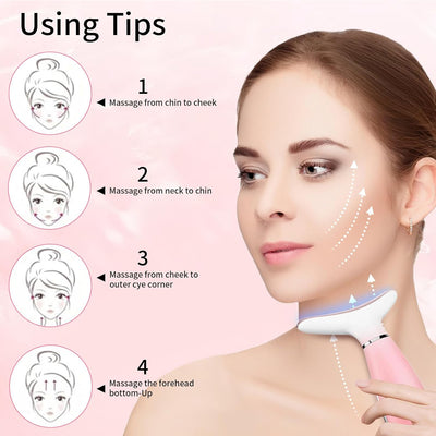 Neck Face Massager, Skin Care Face Massage Tool, 3 - in - 1 Facial Massager, Face Sculpting Tool With Thermals, Vibration - 5 - CJ