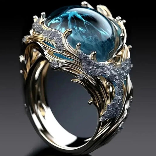 Fashion Wave Oil Drop Diamond Inlaid Women's High - end Ring - 0 - CJ