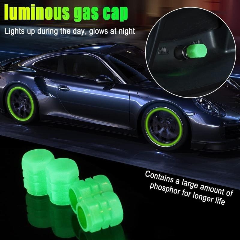 4x Fluorescent Universal Luminous Glow In Dark Car Tire Tyre Valve Caps Cover - 5 - cjdropshipping