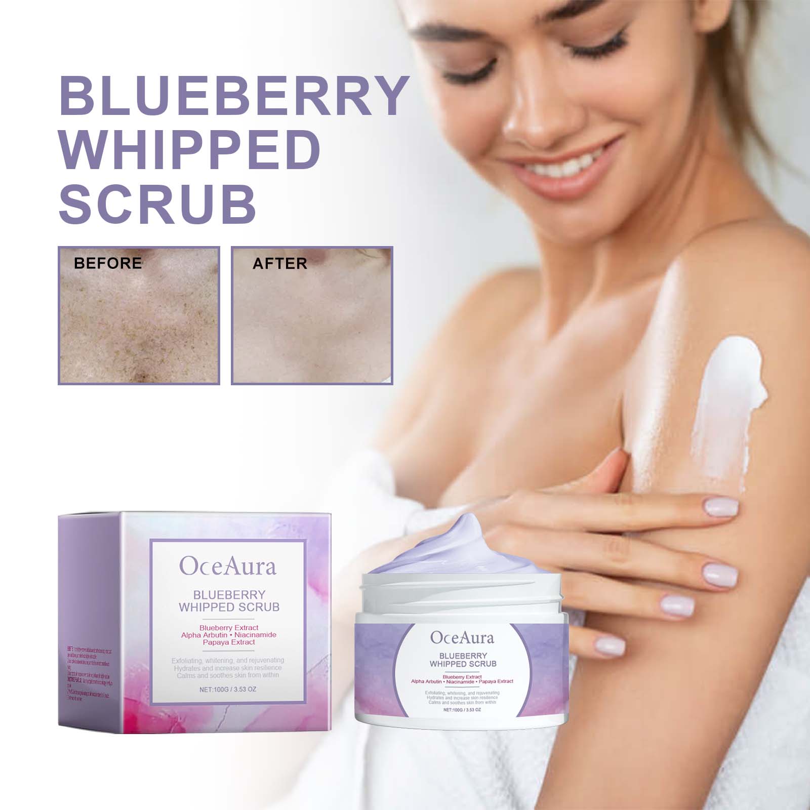 OceAura Blueberry Whipped Scrub, Exfoliating Tender Lighten Body Dull Brightening Skin Scrub - 5 - CJ