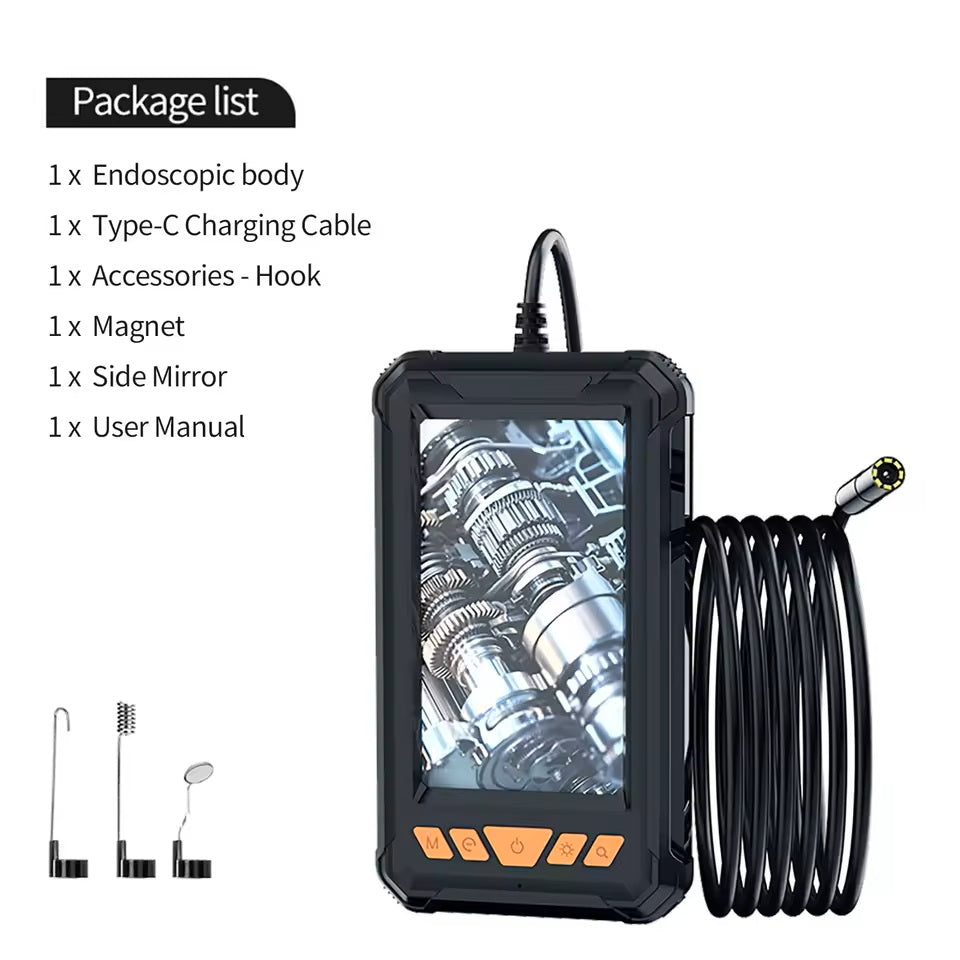 Handheld Industrial Endoscope Camera With 4.3 Inch IPS Screen IP67 HD Inspection Borescope 8 Adjustble LED - 1080P HD Borescope, - Portable Inspection Camera With Semi-Rigid Cord & Probe For, Plumbin