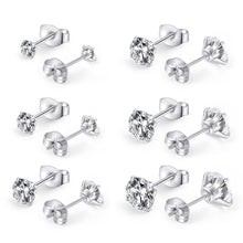 Huazi Diamond, Butterfly Buckle Titanium Steel Stud Earrings 6 Pairs - 5 - CJ