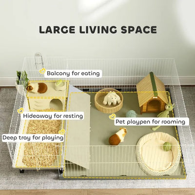 Small Animal Cage With Removable Pet Playpen, Guinea Pig Cage With Waterproof Pad - 5 - cjdroshippping