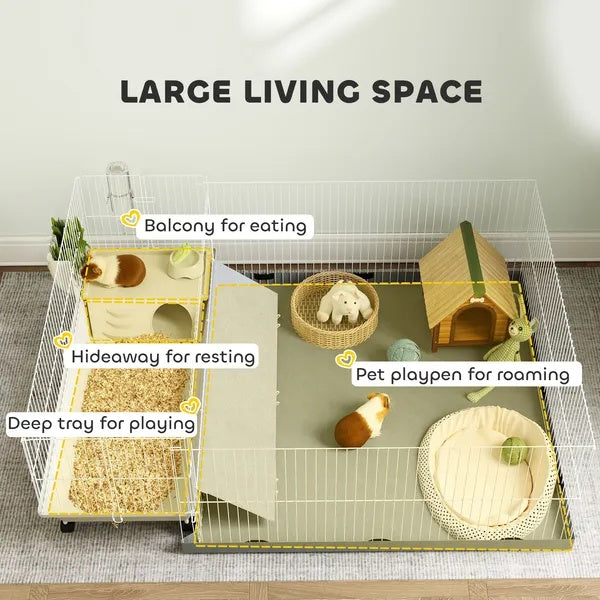 Small Animal Cage With Removable Pet Playpen, Guinea Pig Cage With Waterproof Pad - 5 - cjdroshippping