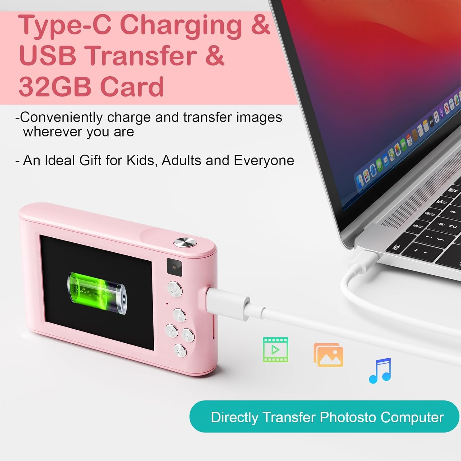 Kids Digital Camera Christmas Birthday Gifts With 32GB SD Card - 5 - CJ