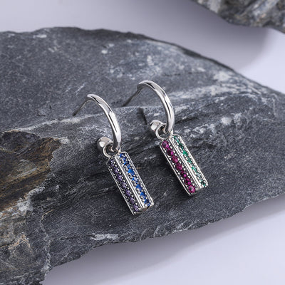 Long 925 Sterling Silver Colorful Lovely Earrings - 4 - CJ