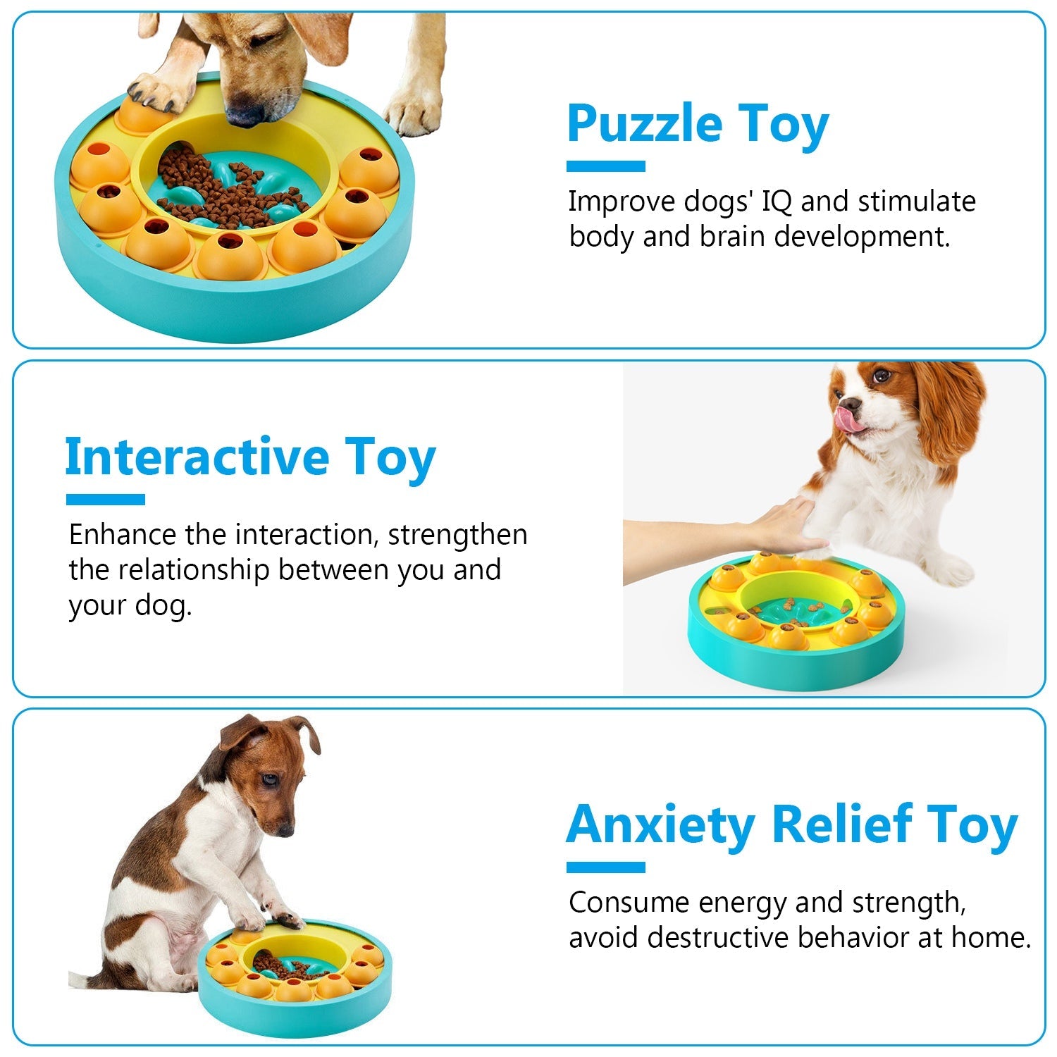 1Pc Dog Puzzle Food Feeder Slow Feeding Bowl Interactive Toy Dog Treat Dispensing Toy For IQ Training Mental Enrichment For Small Medium Large Dog Cat by CJ