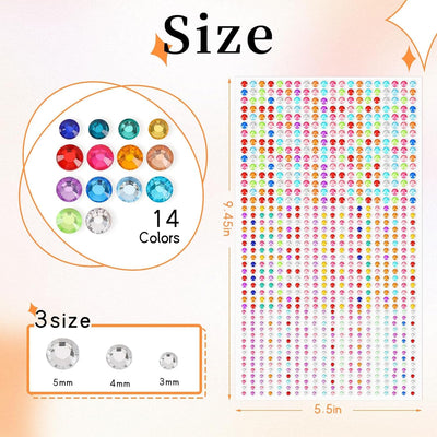 Self - Adhesive Glitter Gems, Pack Of 2700 Glitter Stones Face 3,4,5 Mm Rhinestones Self - Adhesive Glitter Rhinestone Glitter Stones For Face Make - Up Fingernail Decorations,Amazon Is Banned - 5 - CJ