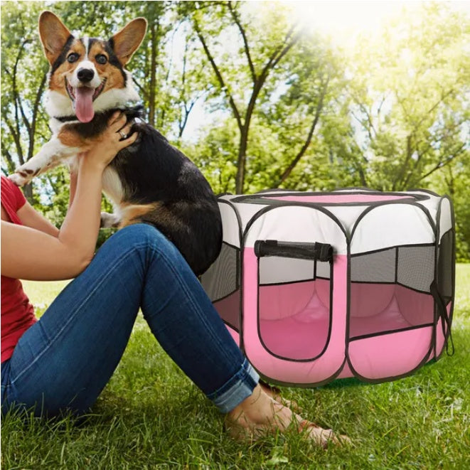 Portable Foldable Pet Fence Sports Pen Dog House - 5 - CJ