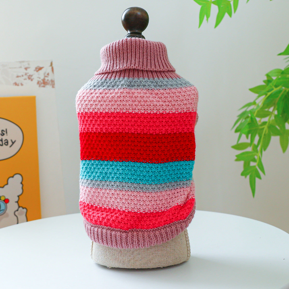 Pet Ring Comfortable Color Stripes Colorful Sweater - 0 - CJ