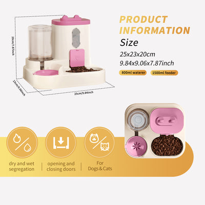 Fully Automatic 2in1 Cat Food Dispenser - Integrated Water And Food Feeding System - Cute Water Dispenser - 5 - CJ
