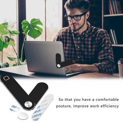 Laptop Phone Holder, Adjustable Laptop Side Mount Clip, Magnetic Laptop Monitor Mount, Computer Laptop Cellphone Stand Foldable Aluminum Expansion Bracket Tablet Clip For Dual Screen - 5 - CJ