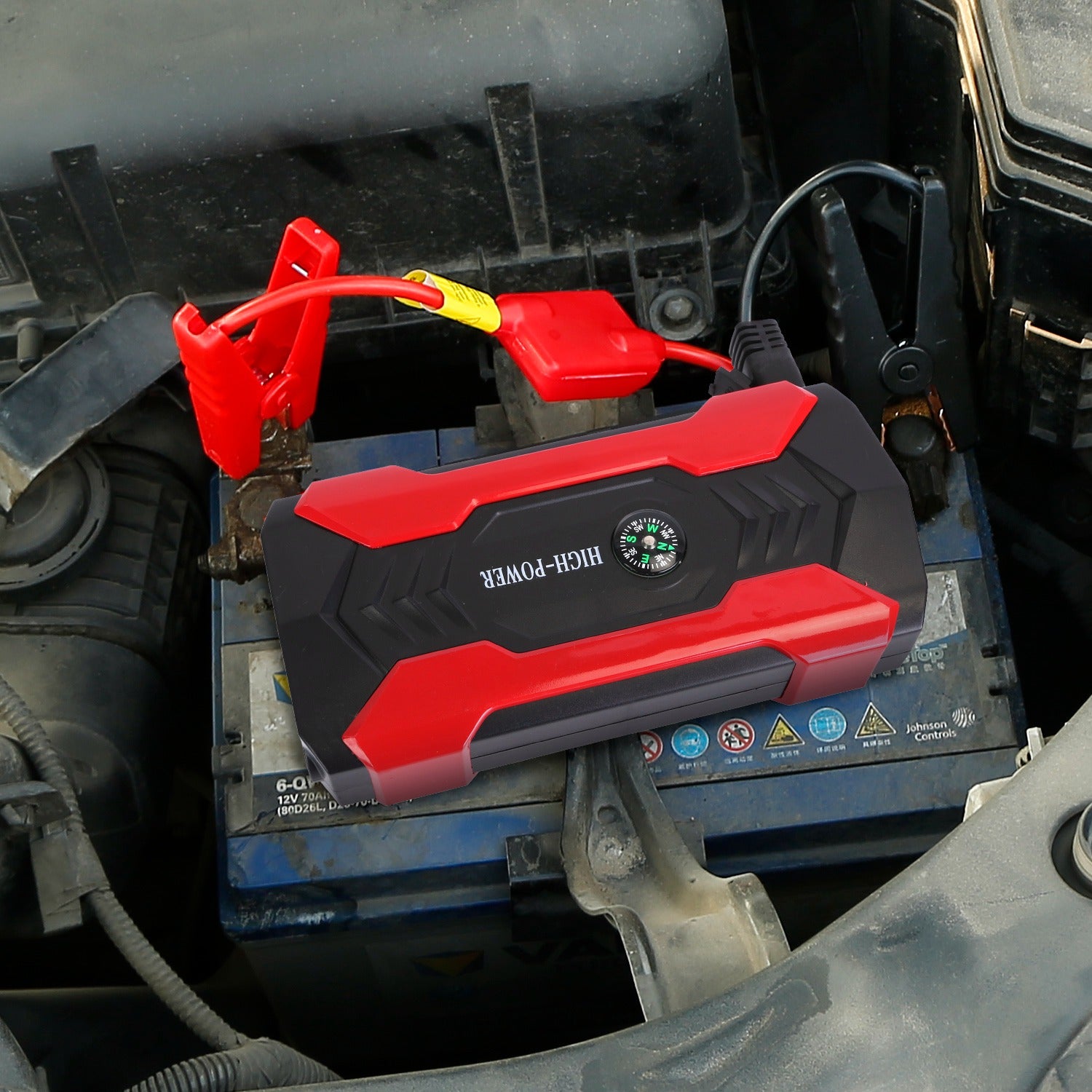 Car Jump Starter Booster 800A Peak 28000mAh 12V Battery Charger Up To 6.0L Gas Or 3.0L Diesel Engine With LCD Screen 4 Modes LED Flashlight - 5 - CJ