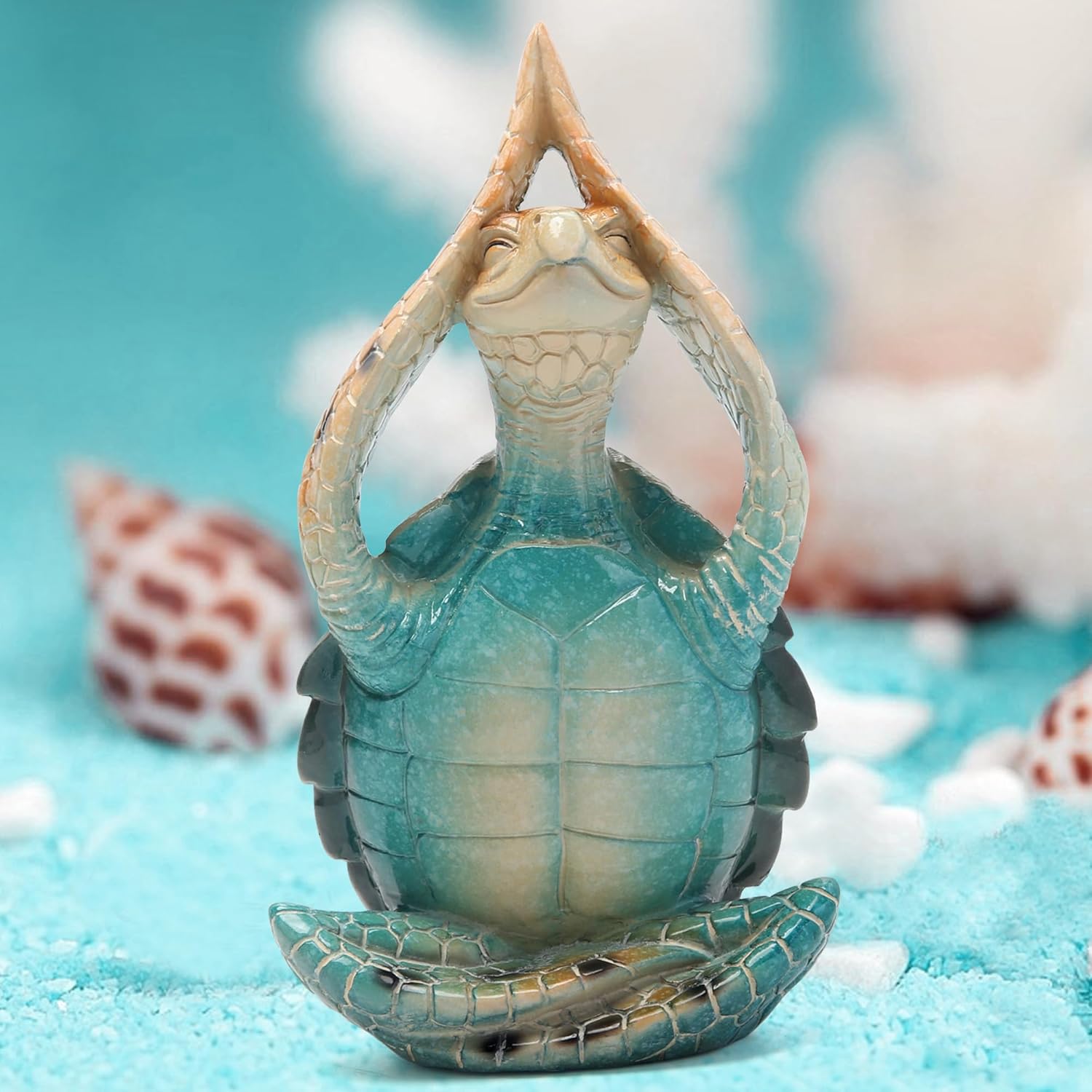Sea Turtle Meditation Yoga Decor Garden Figurine Sea Turtle Meditating Coastal Beach Decorations Zen Yoga Resin Statue For Home Office Decorations Put The Palm Separate - 5 - CJ