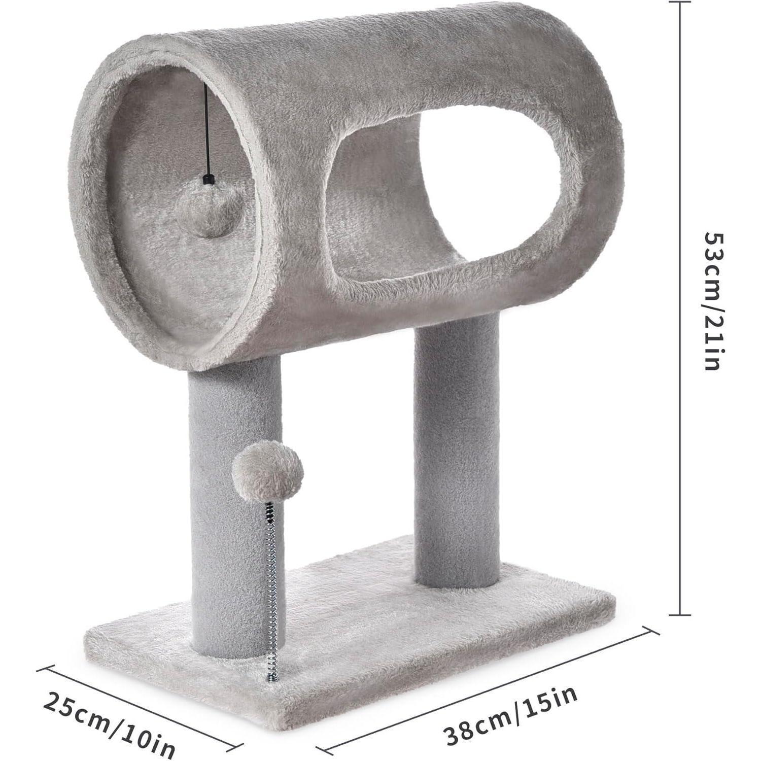 Gray Indoor Cat Tree With Hanging Ball 20.5Cat Tree With Tunnel Bed And Scratching Post Cat Tower - 5 - CJ