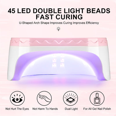 UV Nail Dryer Gel Nail Lamp, LED Light For Gel Polish - 4 Timers Professional Nail Art Accessories Nail Lamp With 42 Beads & Touch Display, Shining Crystal Decorations, Curing Gel Toe Nails - 5 - CJ