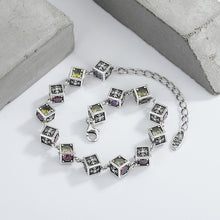 925 Sterling Silver Tide Square Cross Rainbow Zircon Dice Bracelet - 4 - CJ