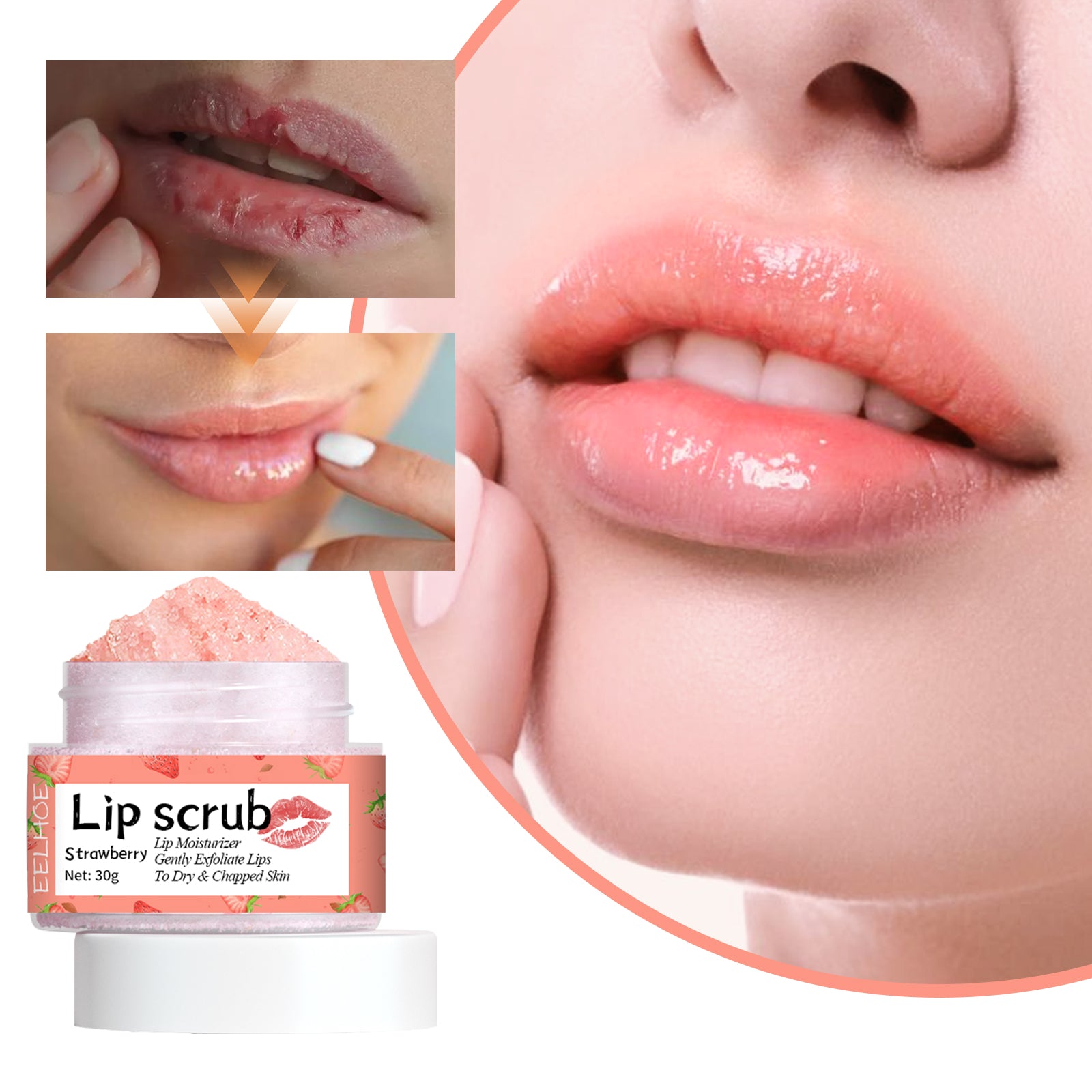 EELHOE Strawberry Lip Scrub, Moisturize Lips, Prevent Dry Crack, Moisturize Dead Skin, And Fade The Corners Of Lips - 5 - CJ