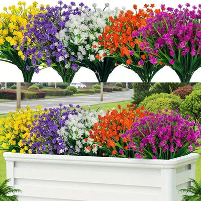 5 Bundles Artificial Flowers For Outdoor Faux Artificial Plants UV Resistant Plastic Flower Bulk Window Box Home Wedding Farmhouse - 5 - CJ