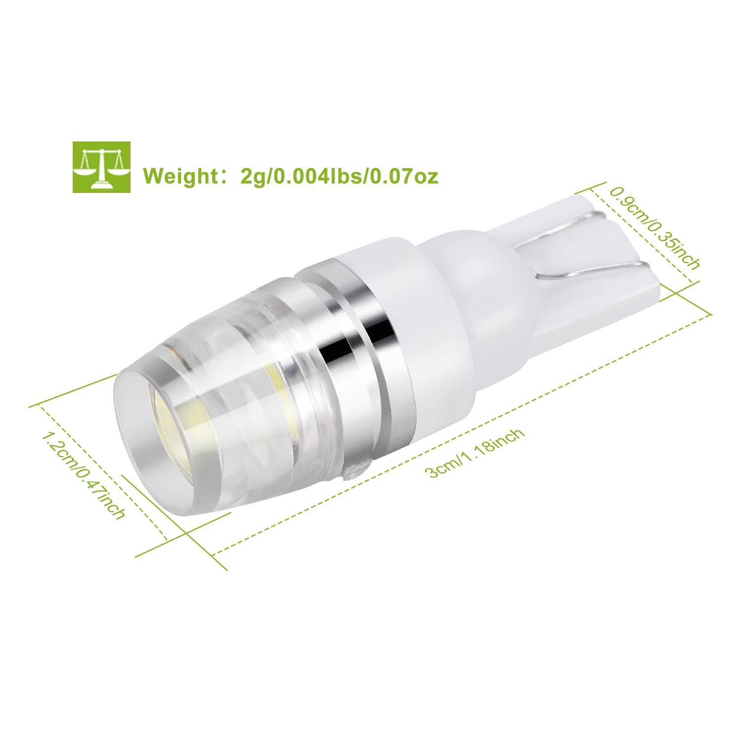 10PCS T10 LED Bulbs 194 LED Lights 12V 1W 5730 Xenon White Wedge Base LED Replacement Bulbs For License Plate Parking Position Interior Lights
