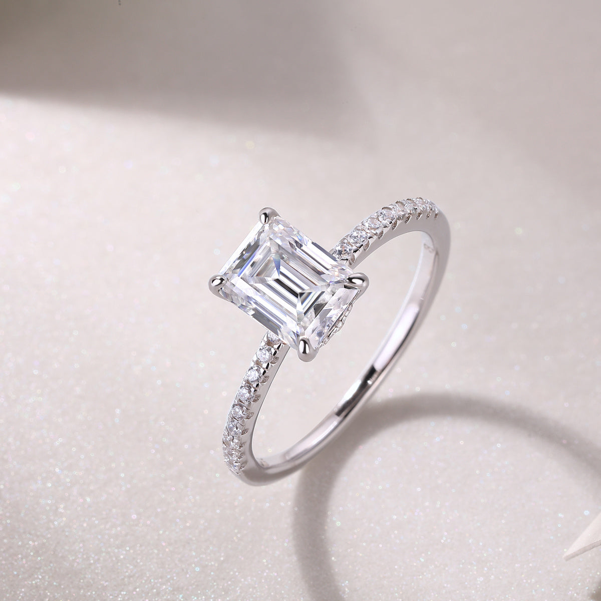 Square Diamond Ring Luxury Fashion Set Moissanite Silver Ring