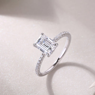 1Square Diamond Ring Luxury Fashion Set Moissanite Silver Ring Prohibit TikTok sales - 5 - CJ