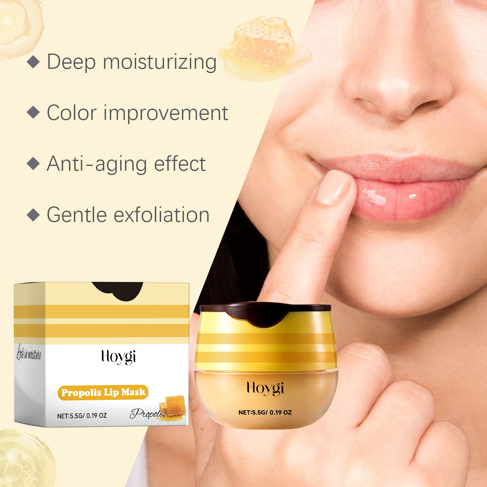 Hoygi Propolis Lip Mask, Fade Lip Lines, Anti - Crack Lip Balm Moisturizing Lip Care Lip Mask - 5 - CJ