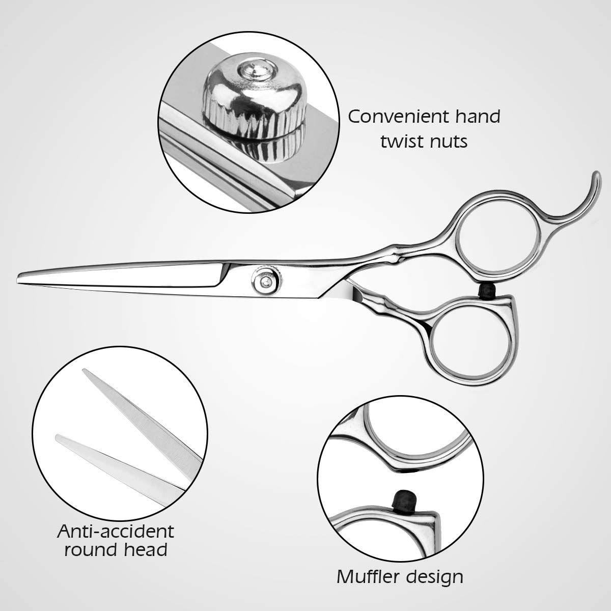 Hair Cutting Scissors Set, 6 Inch Hairdressing Thinning Shears For Hair Cutting For Women, Men, Kids - Silver - 5 - CJ
