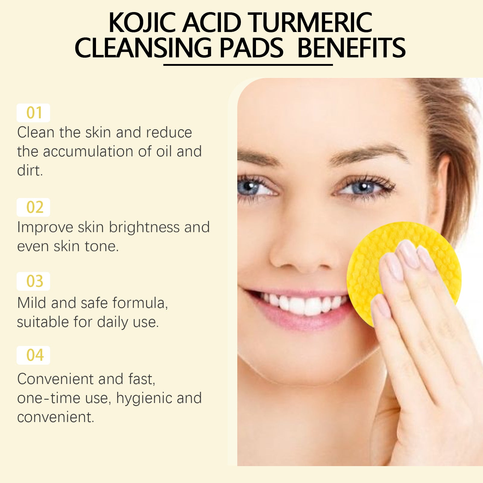 Eelhope Turmeric Acid Cleansing Pad Facial Gentle Cleansing Moisturizing Refreshing Skin Care Cleansing Pad - 5 - CJ