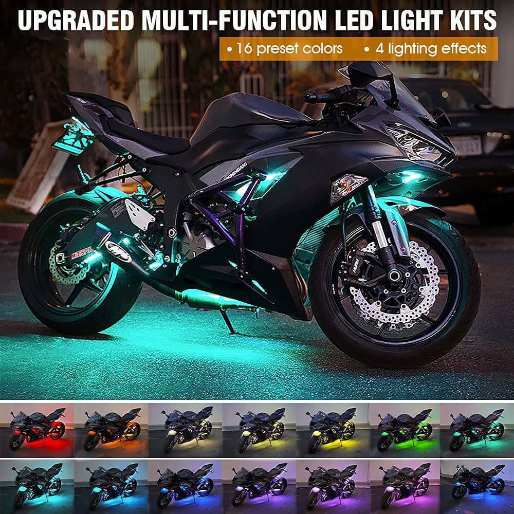 12X RGB Motorcycle LED Light Kit Under Glow Body Strip For Harley - Davidson - 5.0 - cjdropshipping