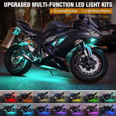 12X RGB Motorcycle LED Light Kit Under Glow Body Strip For Harley - Davidson - 5.0 - cjdropshipping
