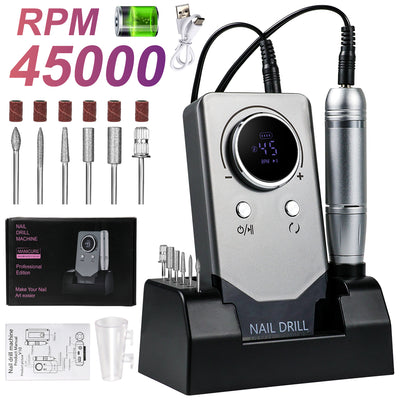 Electric 45000RPM Nail Drill Machine Rechargeable Portable Nail File Electric DIY Nail Drill Kit With Smart LCD Screen For Gel Nail Manicure And Pedicure Reflective Body Etc - 5 - CJ