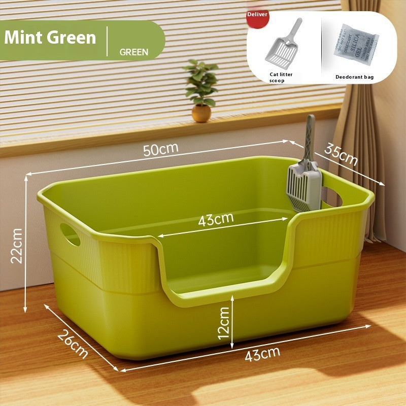 Oversized Splash - proof Cat Litter Box Oversized Open Semi - closed Cat Toilet - 0 - CJ
