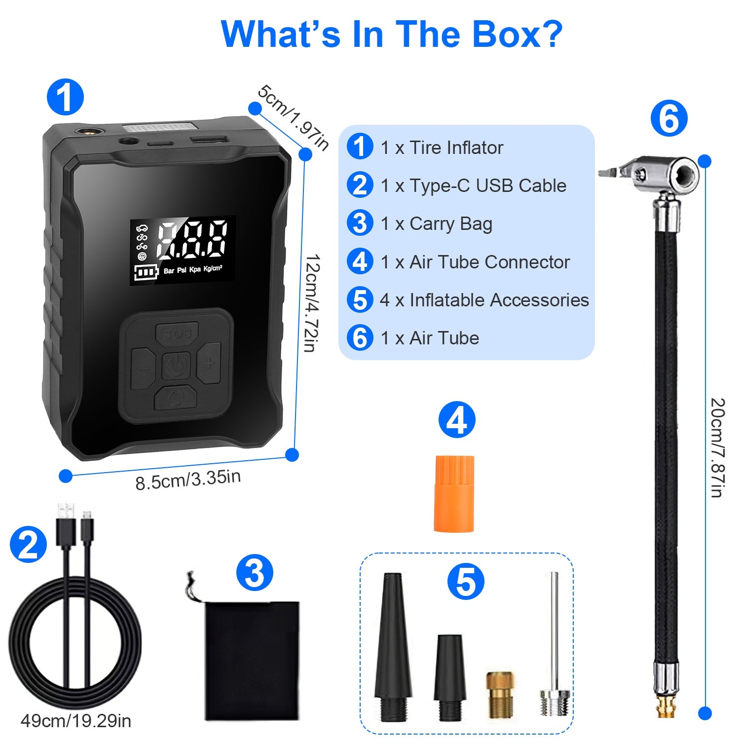 1Pc 150PSI Cordless Tire Inflator Digital Air Compressor With LED Light Emergency Power Bank For Cars Motorcycles Bicycles Balls