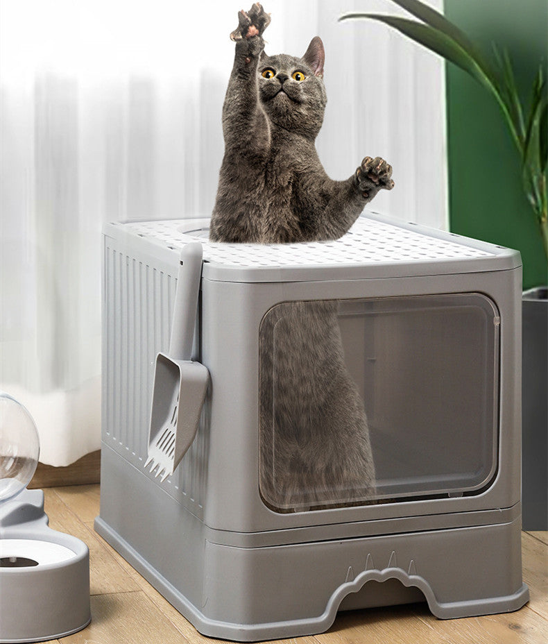 Large Double Door Drawer Foldable Cat Litter Basin - 0 - CJ
