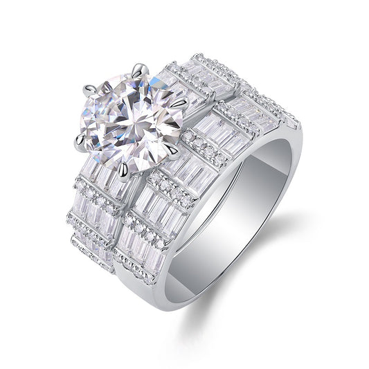 1Vanilla - A Fashionable And Luxurious Jewelry Piece Set With 3 - carat Moissanite S925 Sterling Silver And Platinum - plated Diamond Prohibit TikTok sales - 5 - CJ