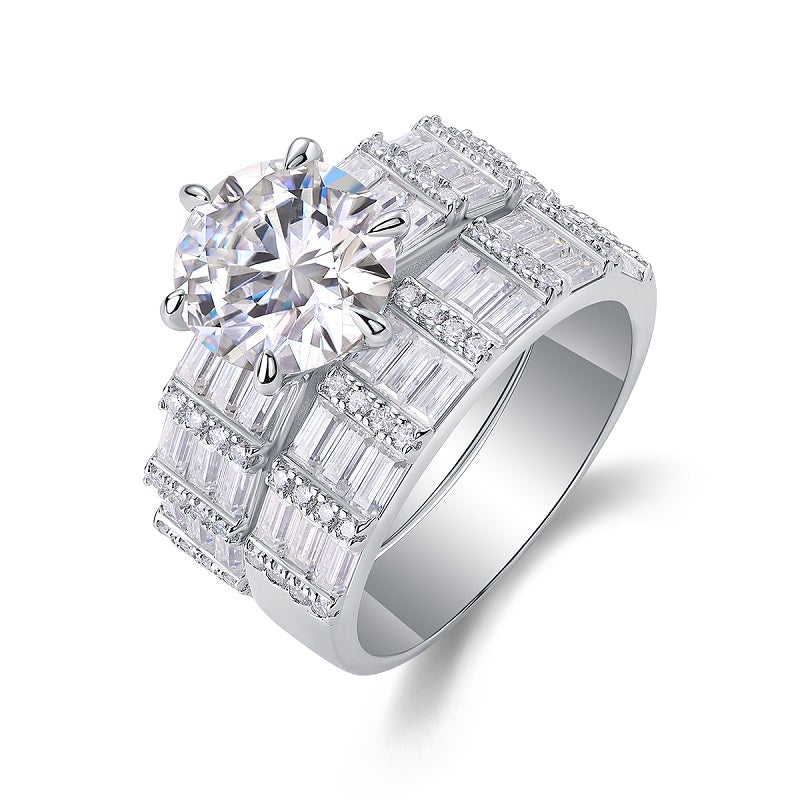 1Vanilla - A Fashionable And Luxurious Jewelry Piece Set With 3 - carat Moissanite S925 Sterling Silver And Platinum - plated Diamond Prohibit TikTok sales - 5 - CJ