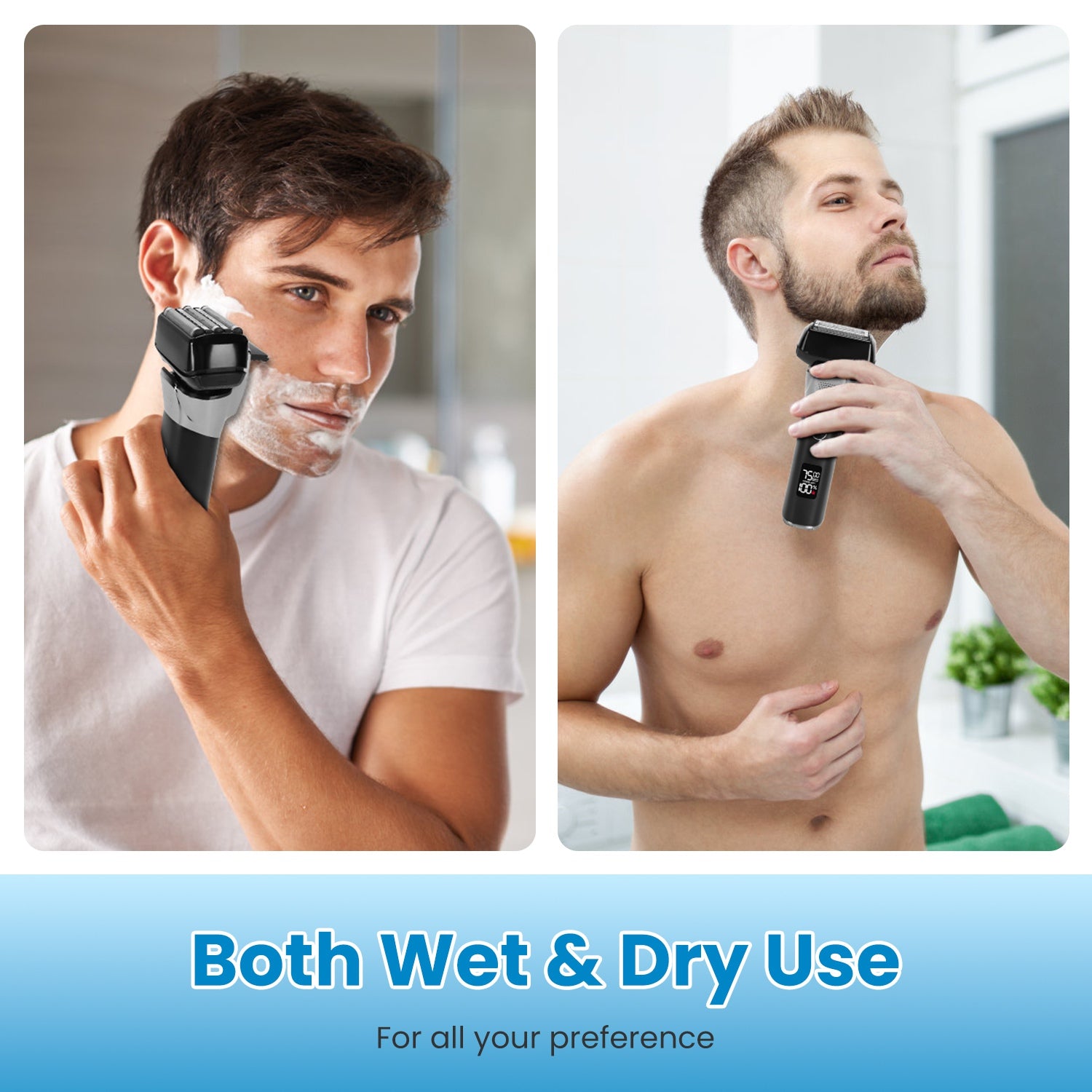 Electric Foil Face Shaver 5 - Blade Electric Razor For Men Wet & Dry Jawline Beard Trimmer Precision Sideburn Shavers IPX6 Waterproof With LED Display Cleaning Brushes - 5 - CJ