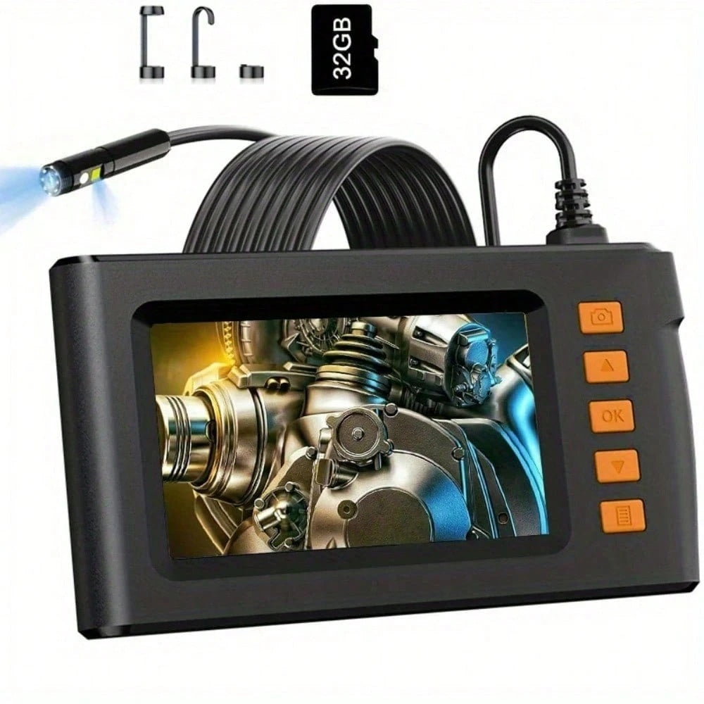 4.3 Inch Dual Lenses Endoscope Camera With Light, With 32GB Memory Card - Waterproof Borescope Camera With 8 Adjustable LED Lights,  LCD Screen, HD 1080P Inspection Camera, 5M Semi - Rigid Cord For Vehic - 5 - CJ