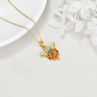 Sterling Silver Honeycomb Bee Pendant Necklace Jewelry for Women - 5 - CJ