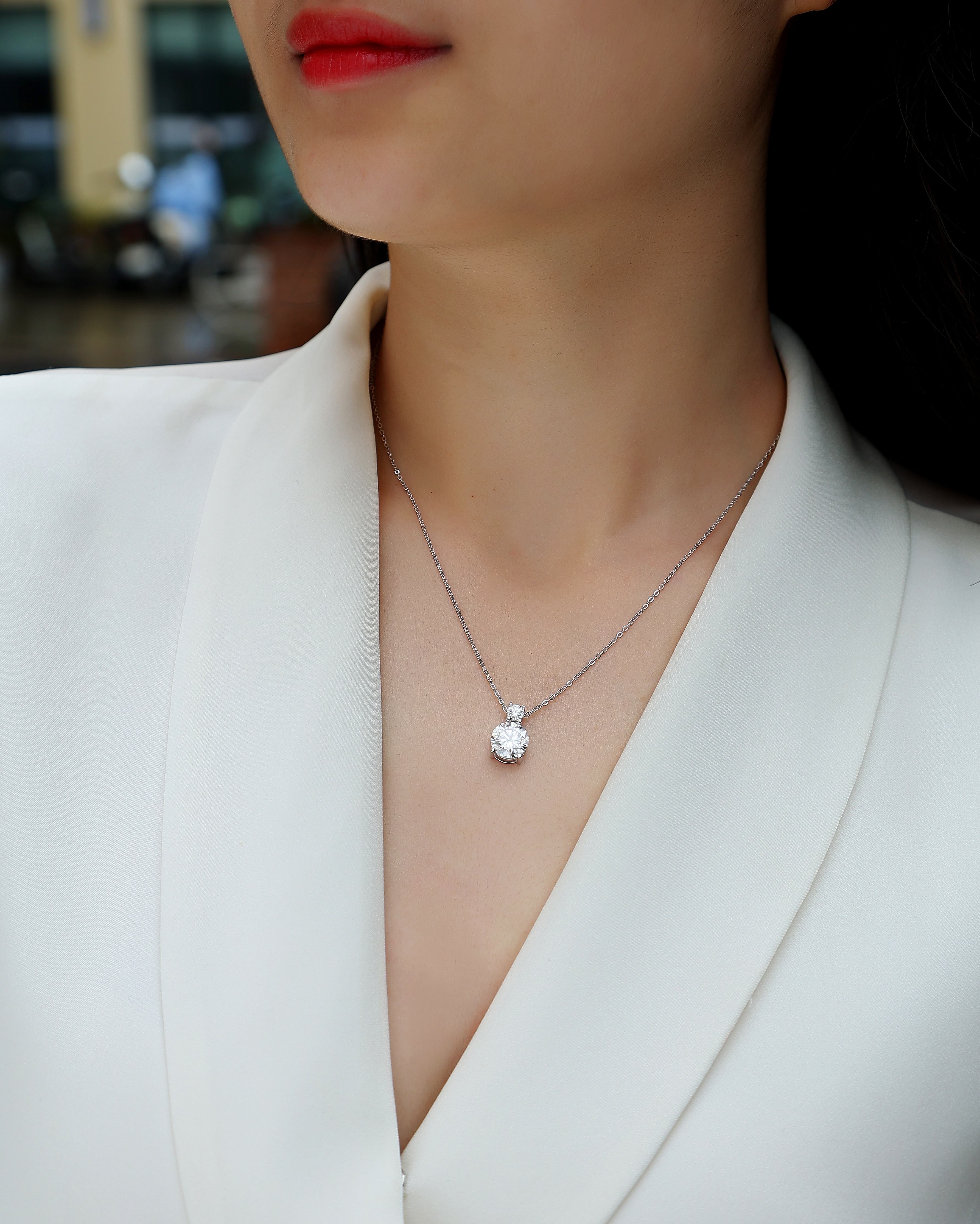 1Jazz Manor - A Fashionable And Luxurious Diamond Jewelry Piece Set With 3 - carat Moissanite S925 Sterling Silver And Platinum - plated Pendant Prohibit TikTok sales - 5 - cj
