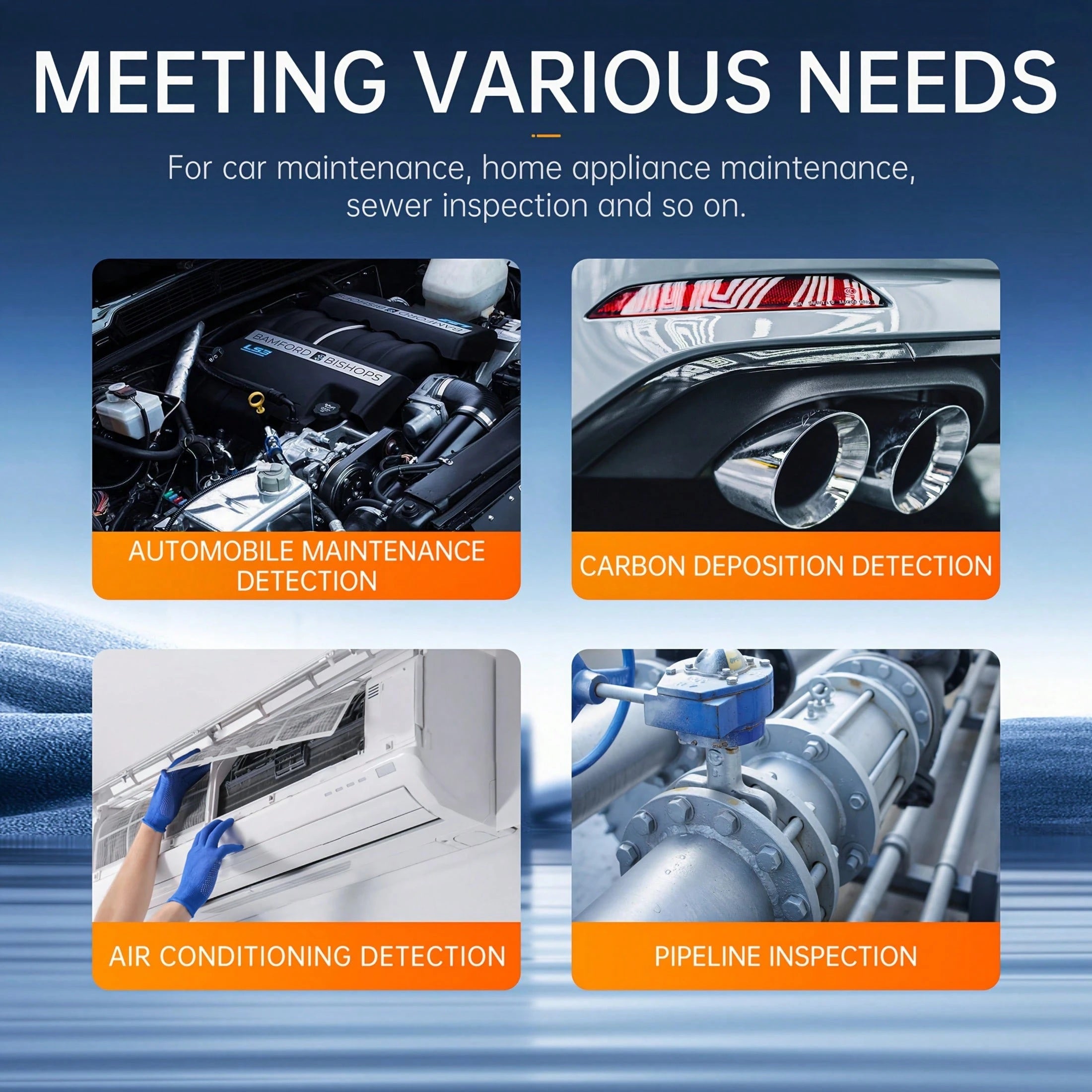 Handheld Industrial Endoscope Camera With 4.3 Inch IPS Screen IP67 HD Inspection Borescope 8 Adjustble LED - 1080P HD Borescope, - Portable Inspection Camera With Semi-Rigid Cord & Probe For, Plumbin