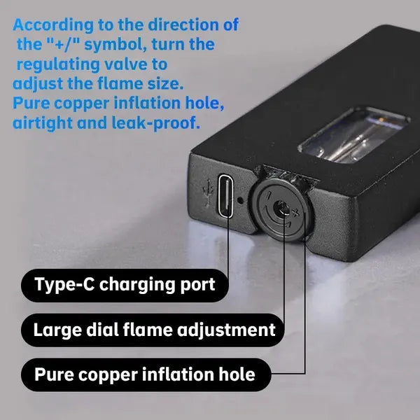 With Soft Fire/Jet Flame - Dual Fire Adjustable Lighter, Creative Wheel Side Pressure Ignition Dual Flame Lighter, Metal Body, Windproof Blue Flame, Window With Visual Fuel Tank, Suitable For Outdoor - 5 - cjdropshipping